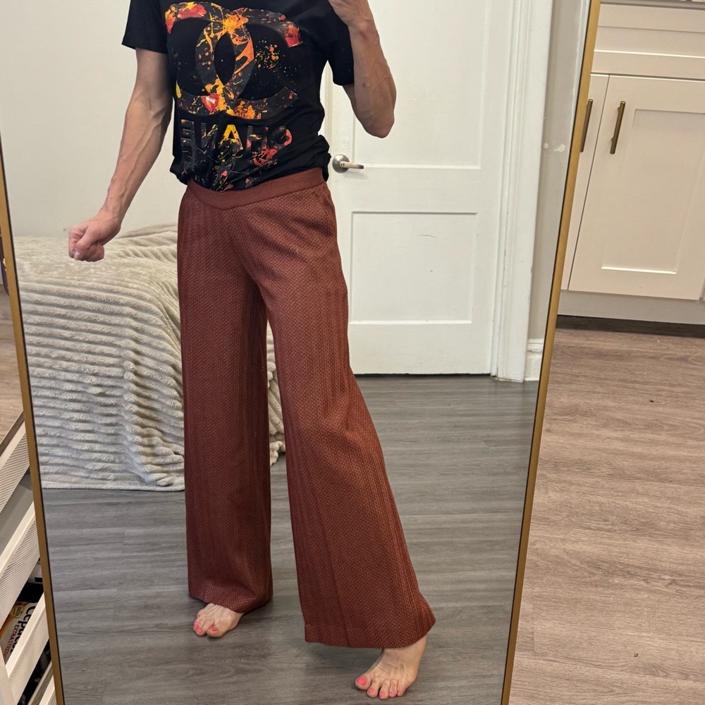 Missoni Wide-Leg Knit Pants Rust Wool Blend Size IT 40 / US 4 - Picture 5 of 14